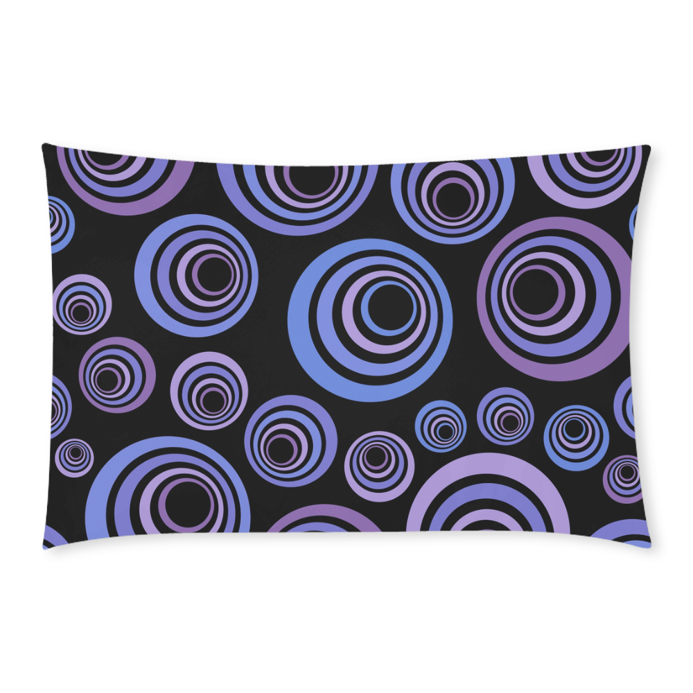 Retro Psychedelic Ultraviolet Blue Pattern 3-Piece Bedding Set