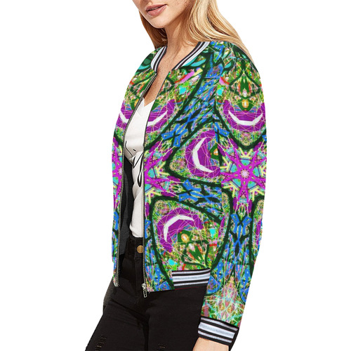 Thleudron Virtue All Over Print Bomber Jacket for Women (Model H21)