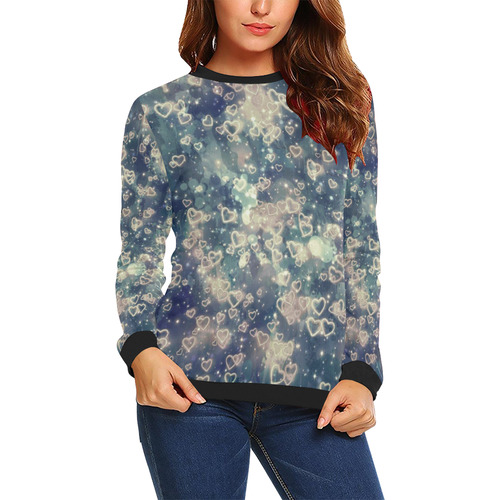 Sparkling glowing hearts F by JamColors All Over Print Crewneck Sweatshirt for Women (Model H18)