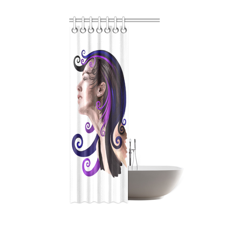 Daydreaming pretty young woman oil, purple, violet Shower Curtain 36"x72"