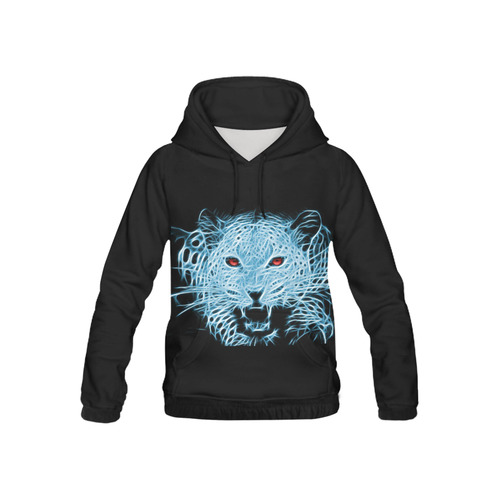 Fractal Attraction Blue over Black Panther All Over Print Hoodie for Kid (USA Size) (Model H13)