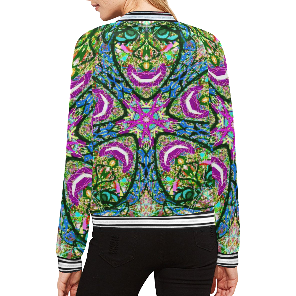 Thleudron Virtue All Over Print Bomber Jacket for Women (Model H21)