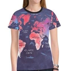 world map New All Over Print T-shirt for Women (Model T45)