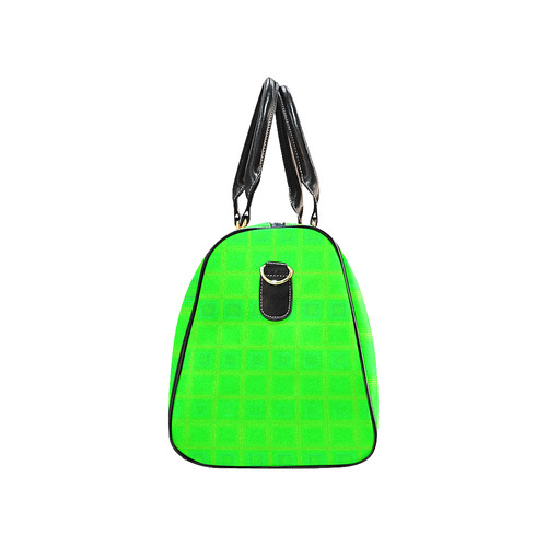 Green yellow multicolored multiple squares New Waterproof Travel Bag/Large (Model 1639)