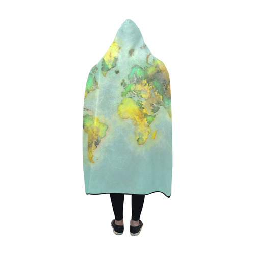 world map green #map #worldmap Hooded Blanket 60''x50''