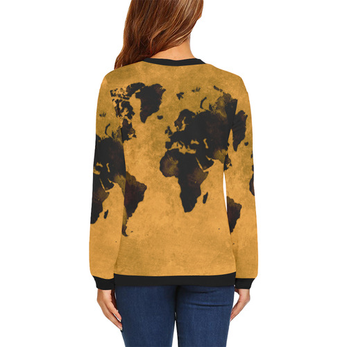 world map #world #map All Over Print Crewneck Sweatshirt for Women (Model H18)