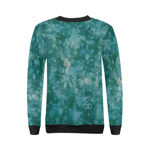 Sparkling glowing hearts E by JamColors All Over Print Crewneck Sweatshirt for Women (Model H18)