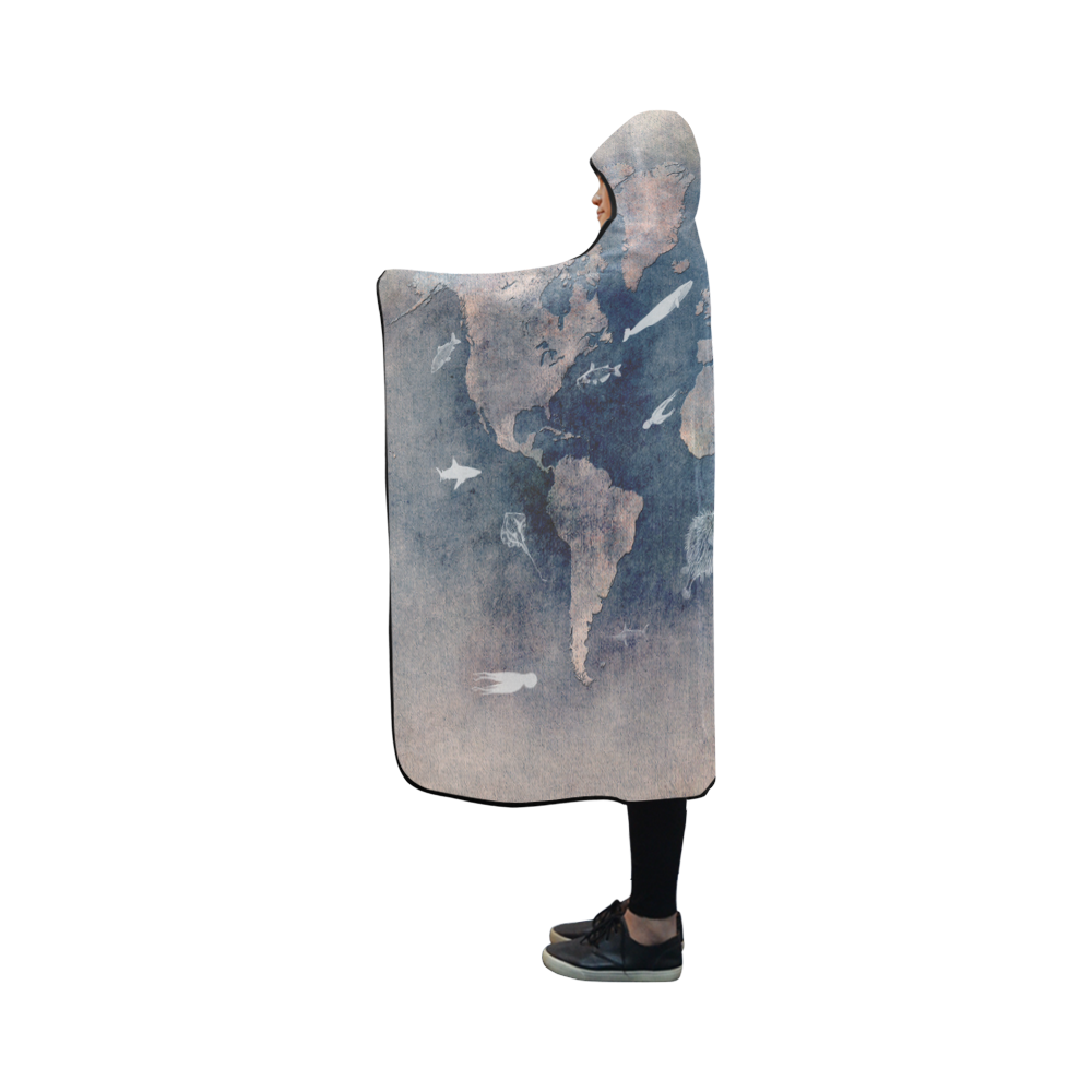 world map 26 Hooded Blanket 50''x40''