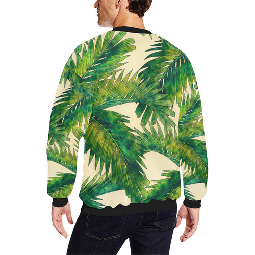palms Men's Oversized Fleece Crew Sweatshirt/Large Size(Model H18)