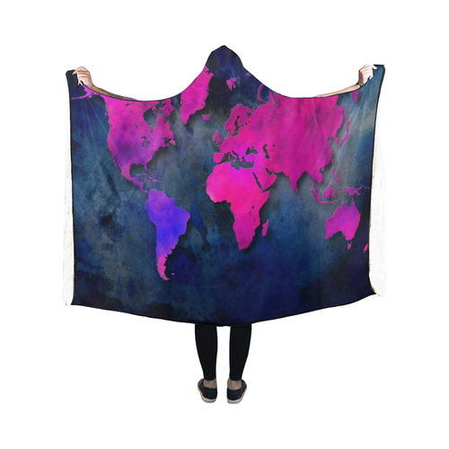 world map 14 Hooded Blanket 50''x40''