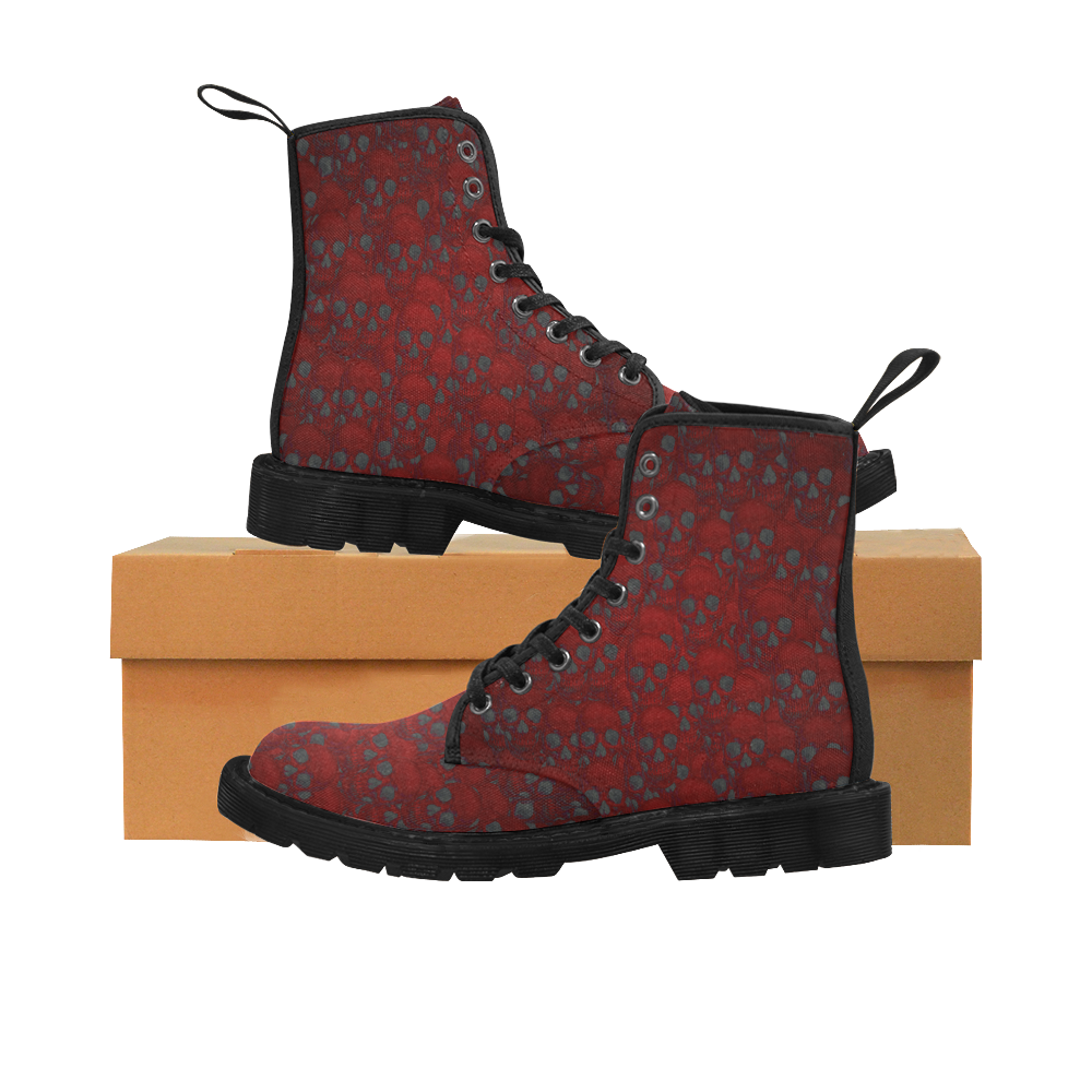 Red Skull wall Martin Boots for Men (Black) (Model 1203H)