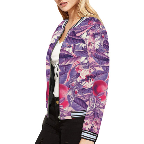 flowers 7 All Over Print Bomber Jacket for Women (Model H21)