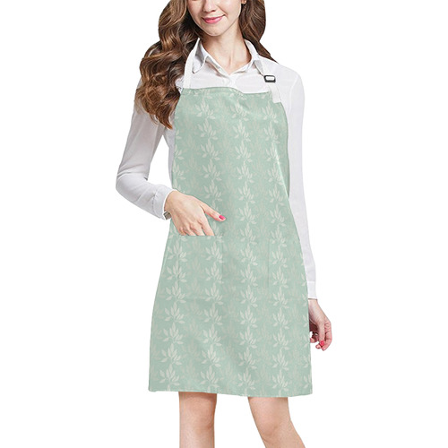 Floral pattern in Sage Green and white All Over Print Apron