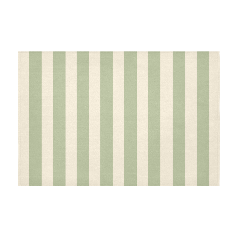 Stripes in Sage and Tan Cotton Linen Tablecloth 60" x 90"