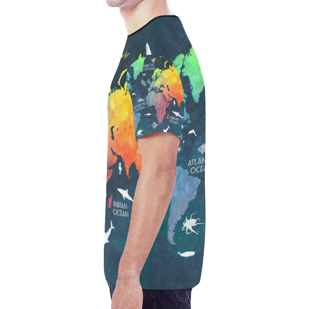 world map New All Over Print T-shirt for Men (Model T45) | ID: D2373819