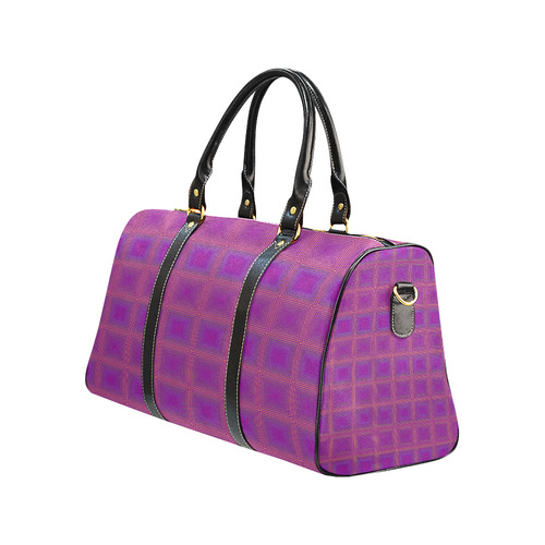 Purple gold multicolored multiple squares New Waterproof Travel Bag/Large (Model 1639)