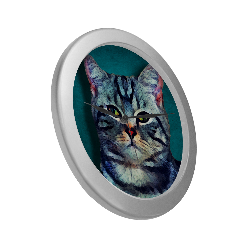 cat Bella #cat #cats #kitty Silver Color Wall Clock