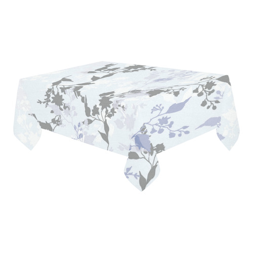 Branches with leaves only very pale blue Cotton Linen Tablecloth 60" x 90"