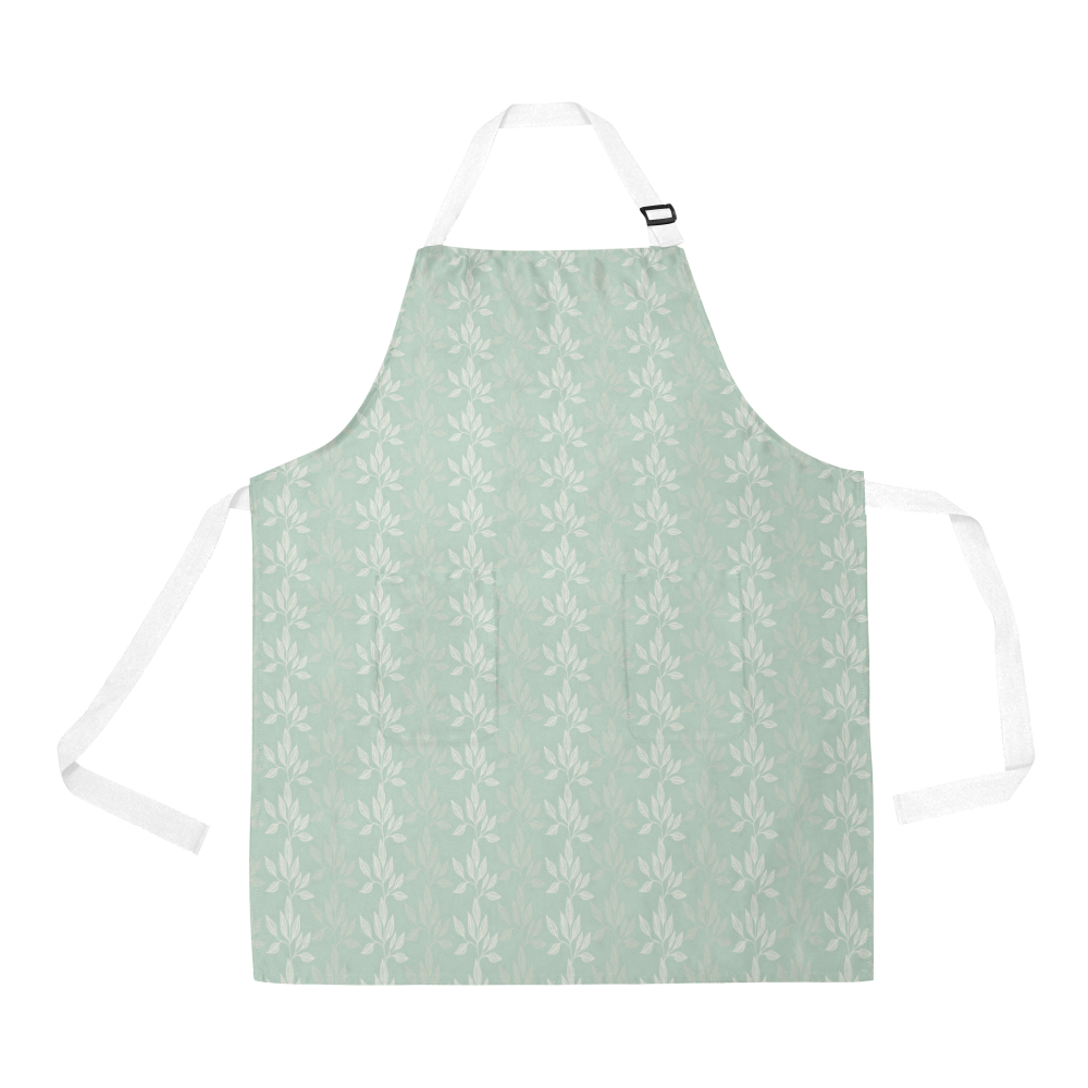 Floral pattern in Sage Green and white All Over Print Apron