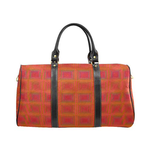 Red orange golden multicolored multiple squares New Waterproof Travel Bag/Large (Model 1639)