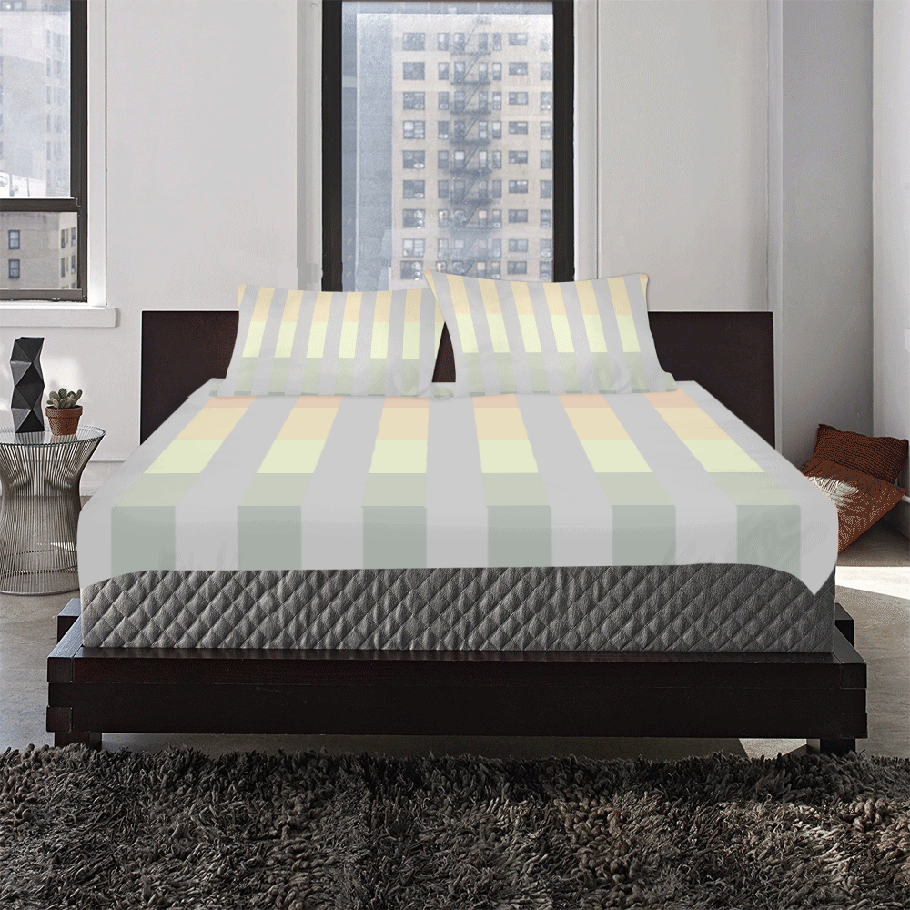 Like a Candy Sweet Pastel Lines Pattern 3-Piece Bedding Set