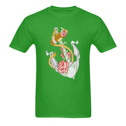 Anchor With Roses Green Men's T-Shirt in USA Size (Two Sides Printing)
