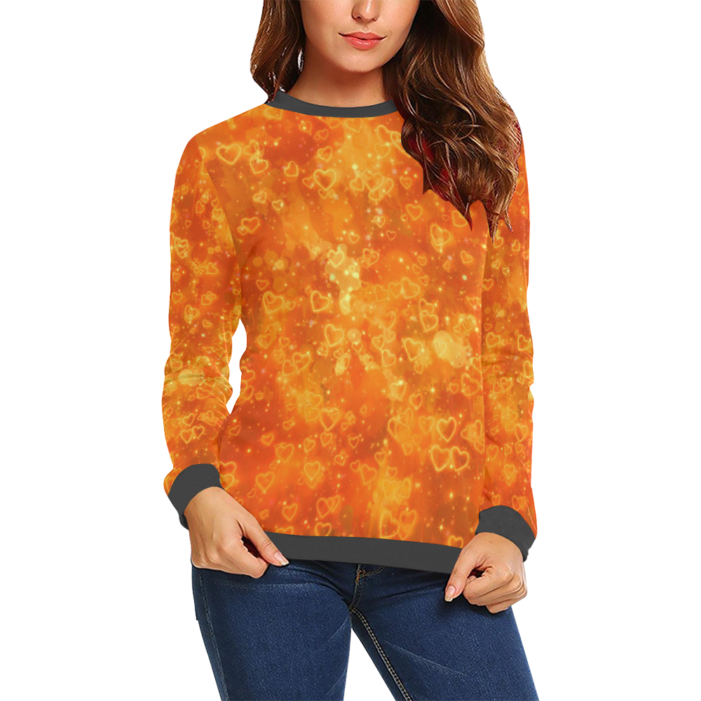 Sparkling glowing hearts C by JamColors All Over Print Crewneck Sweatshirt for Women (Model H18)