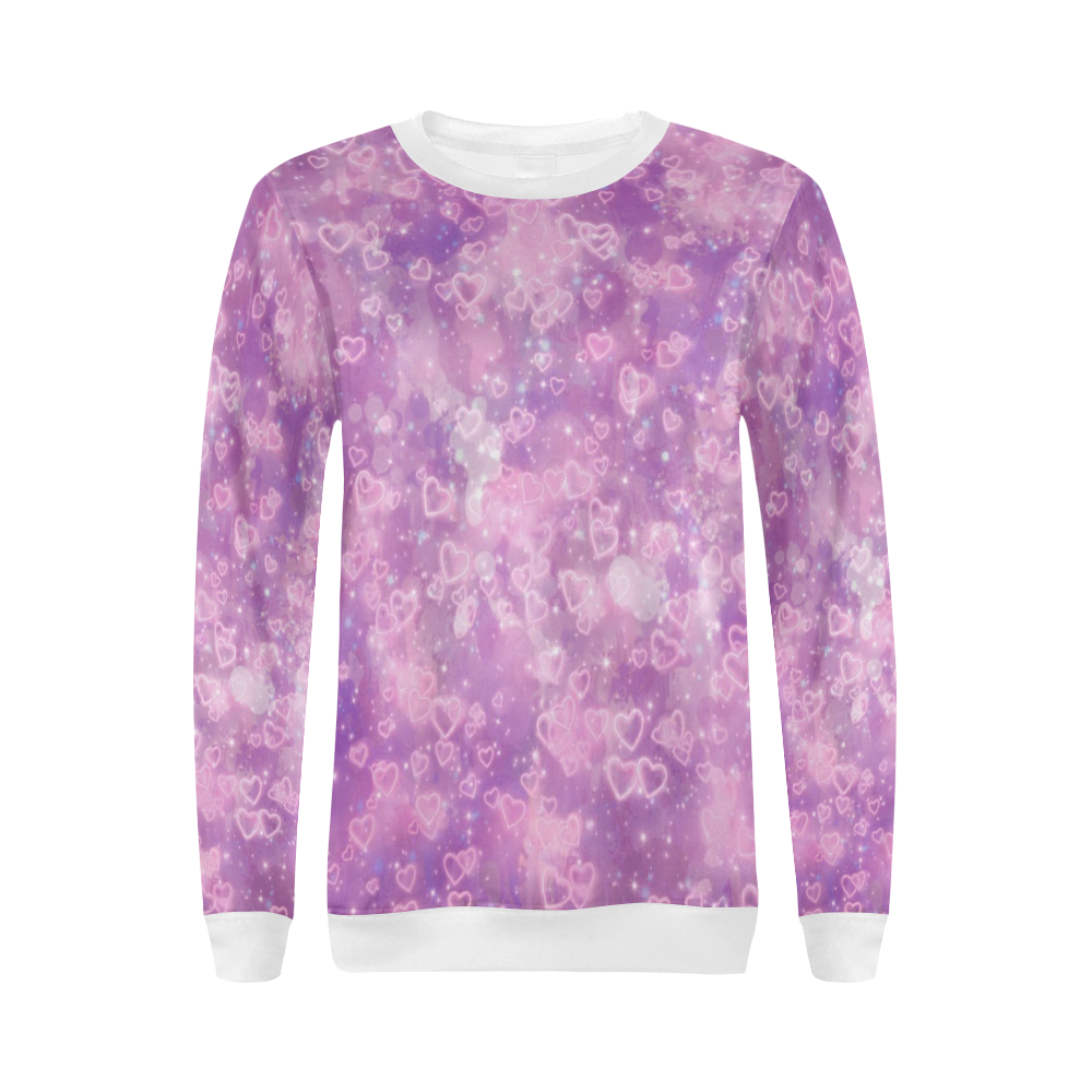 Sparkling glowing hearts A by JamColors All Over Print Crewneck Sweatshirt for Women (Model H18)