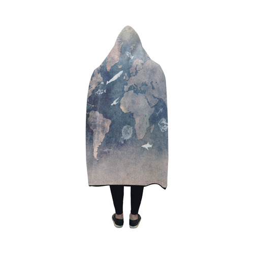 world map 26 Hooded Blanket 50''x40''