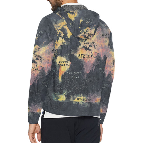 world map OCEANS and continents Unisex All Over Print Windbreaker (Model H23)