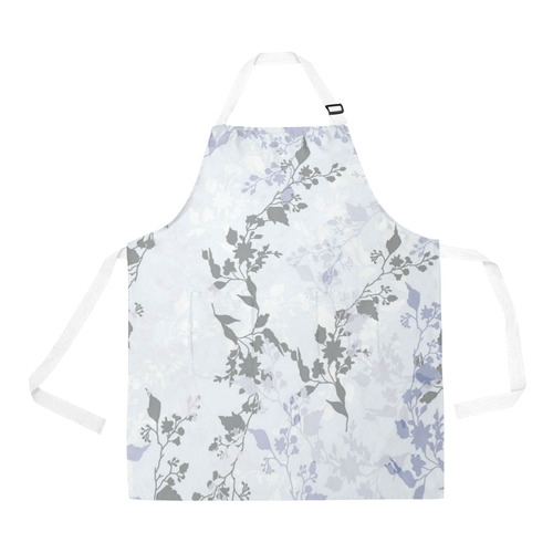 Branches with leaves only very pale blue All Over Print Apron