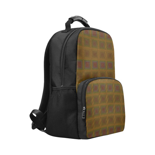 Golden brown multicolored multiple squares Unisex Laptop Backpack (Model 1663)