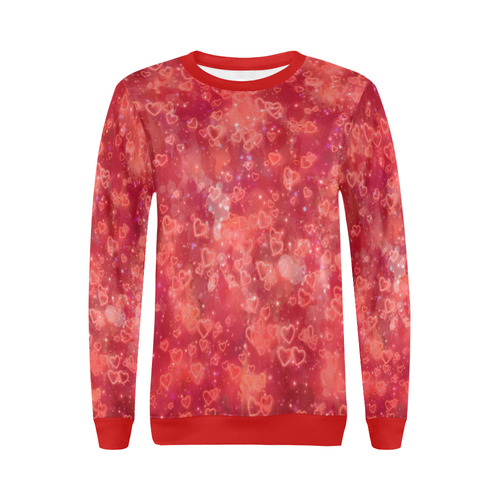 Sparkling glowing hearts B by JamColors All Over Print Crewneck Sweatshirt for Women (Model H18)