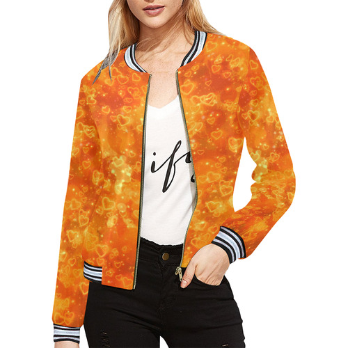 Sparkling glowing hearts C by JamColors All Over Print Bomber Jacket for Women (Model H21)