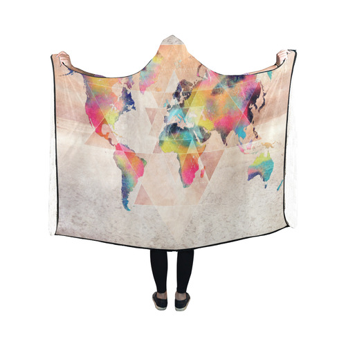 world map Hooded Blanket 50''x40''
