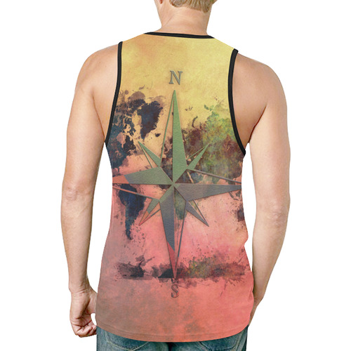 world map wind rose #map #worldmap New All Over Print Tank Top for Men (Model T46)