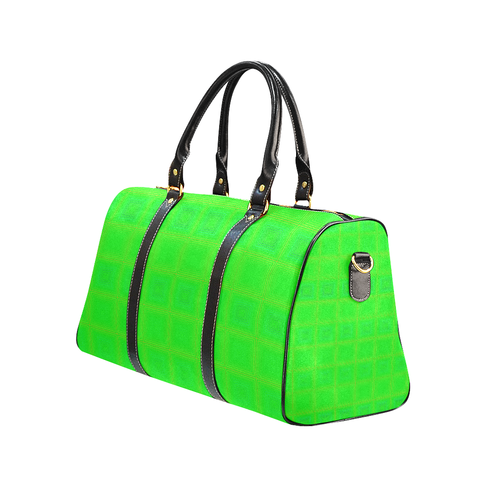 Green yellow multicolored multiple squares New Waterproof Travel Bag/Small (Model 1639)