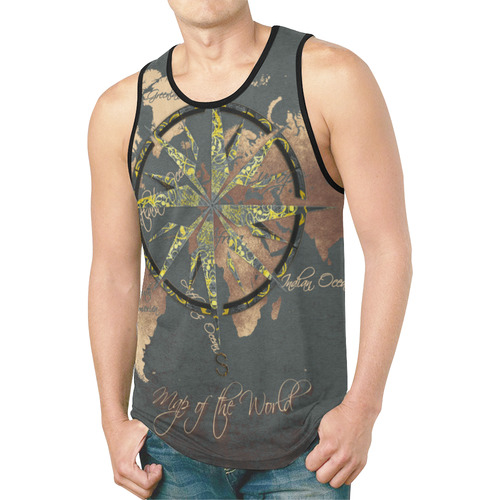 world map wind rose #map #worldmap New All Over Print Tank Top for Men (Model T46)