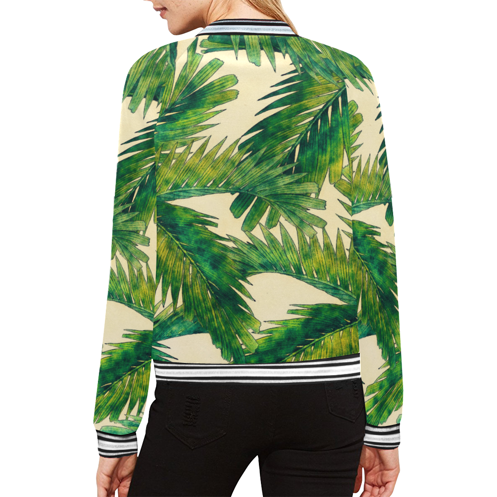 palms All Over Print Bomber Jacket for Women (Model H21)