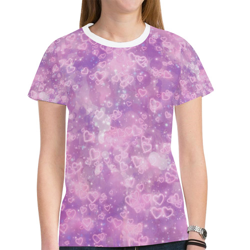Sparkling glowing hearts A by JamColors New All Over Print T-shirt for Women (Model T45)