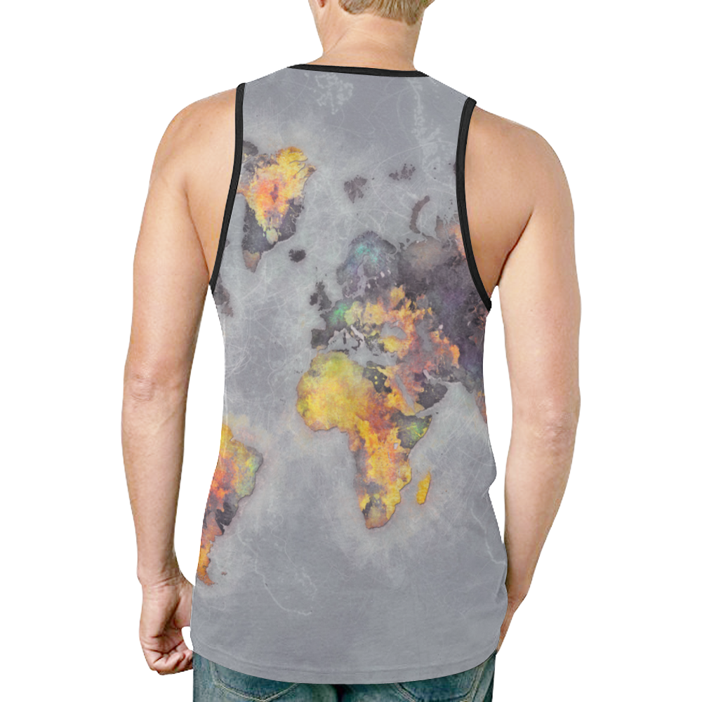 world map grey #map #worldmap New All Over Print Tank Top for Men (Model T46)