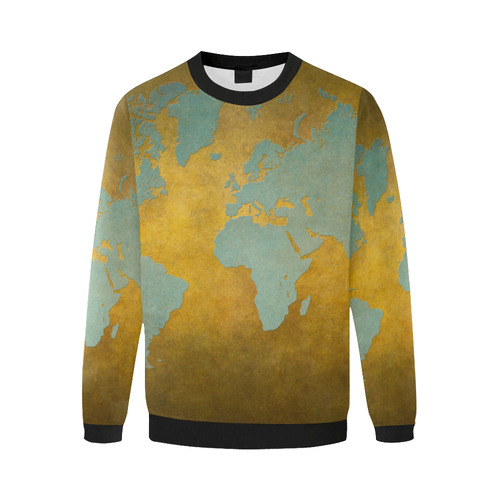 world map 34 Men's Oversized Fleece Crew Sweatshirt (Model H18)