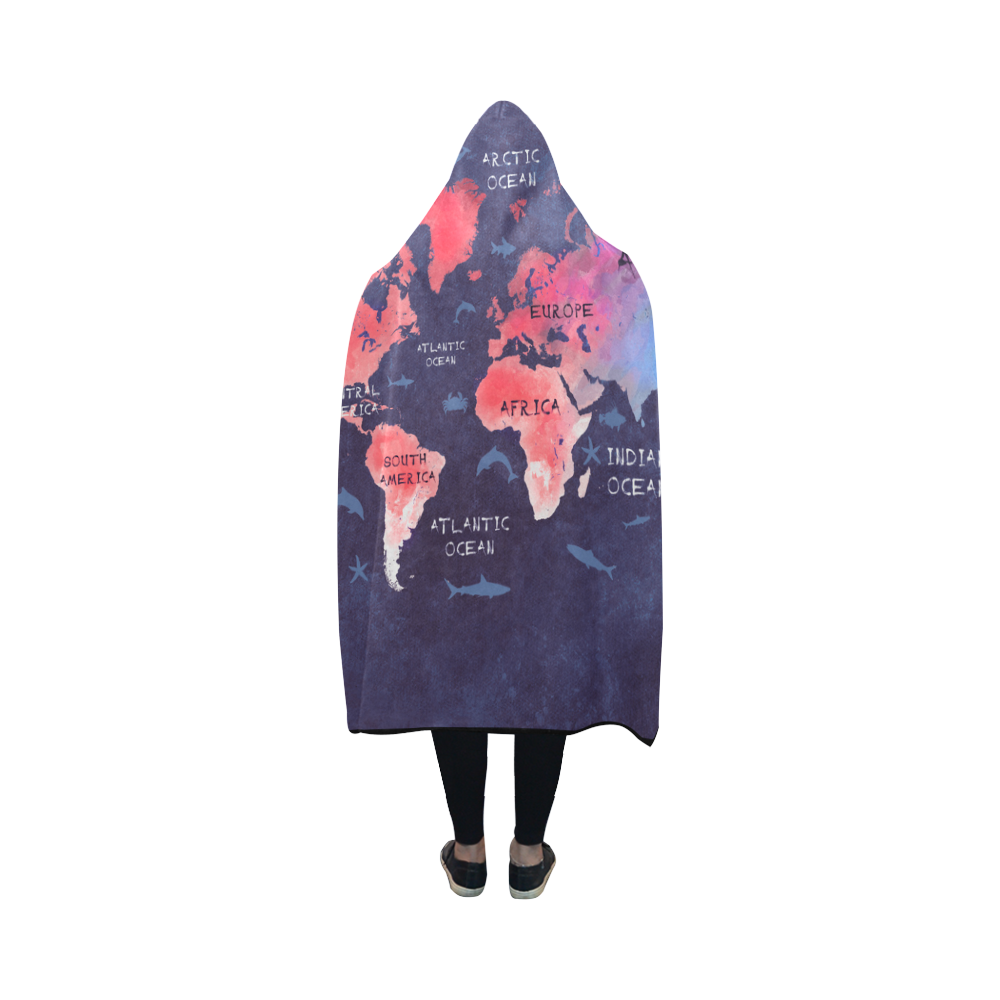 world map Hooded Blanket 50''x40''