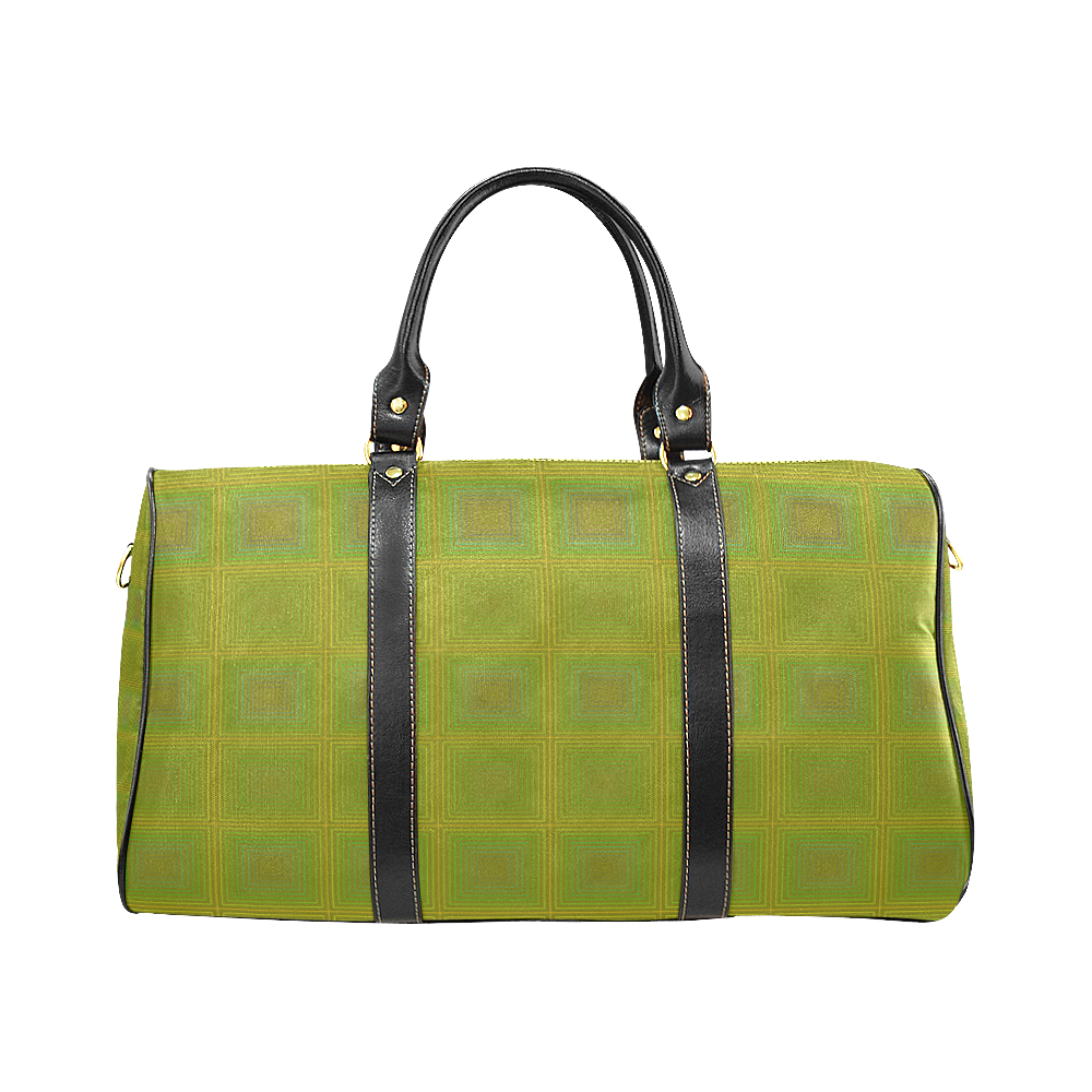 Olive green gold multicolored multiple squares New Waterproof Travel Bag/Small (Model 1639)