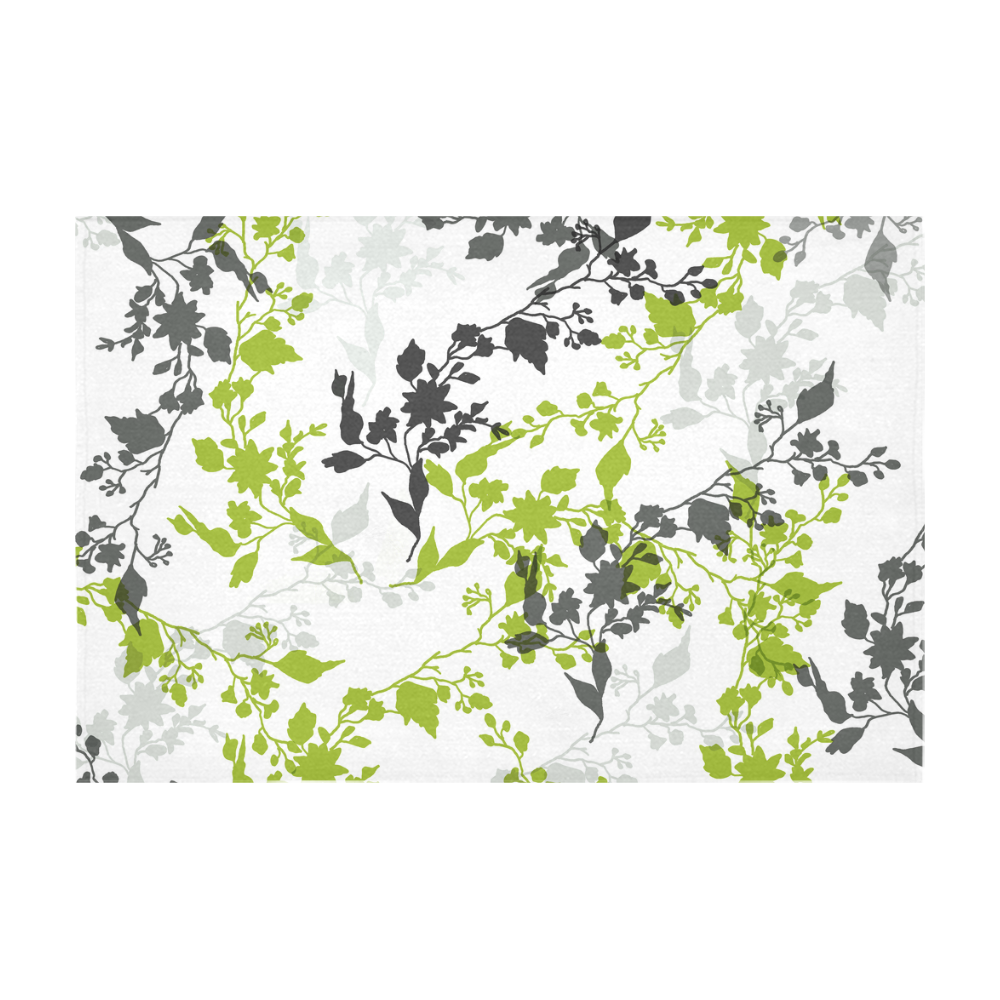 Branches with leaves in green and grey Cotton Linen Tablecloth 60" x 90"