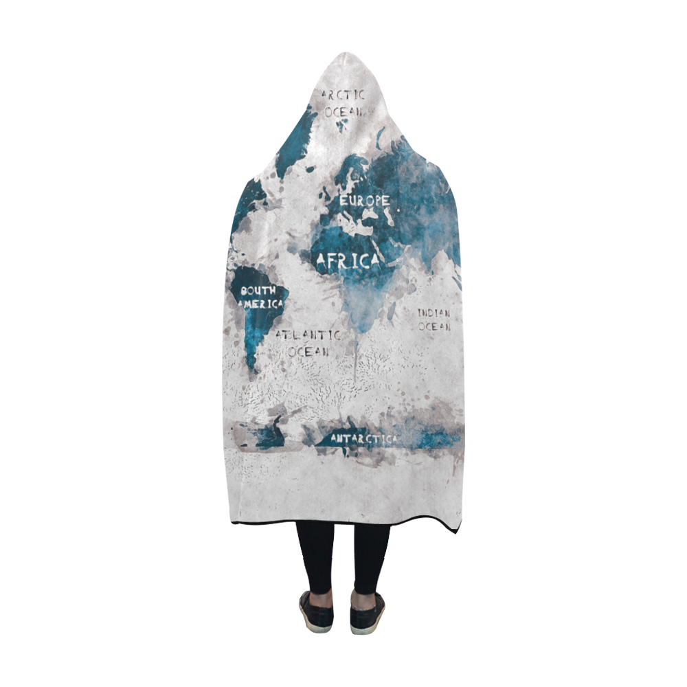world map OCEANS and continents Hooded Blanket 60''x50''