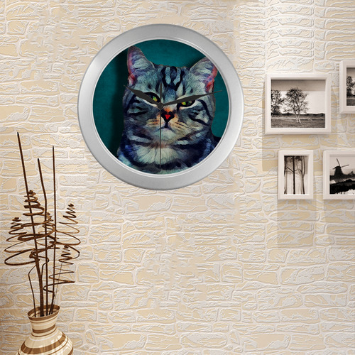 cat Bella #cat #cats #kitty Silver Color Wall Clock