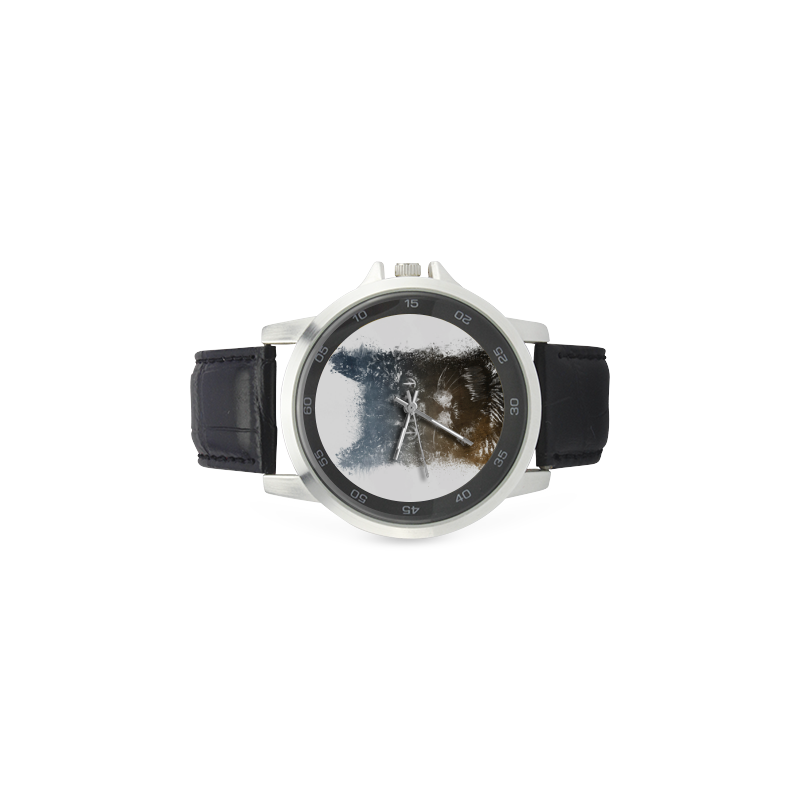 cat #cat #cats #kitty Unisex Stainless Steel Leather Strap Watch(Model 202)