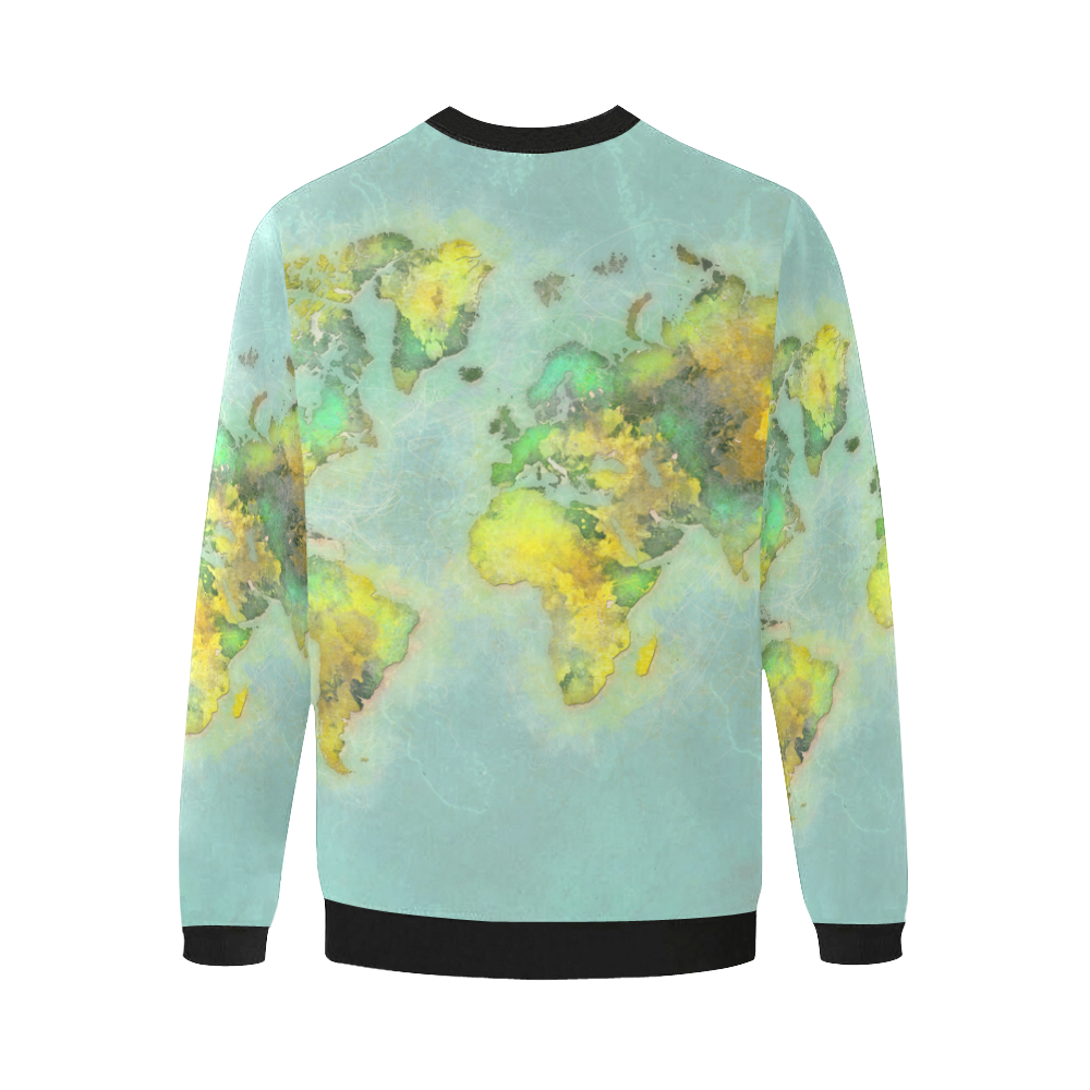 world map green #map #worldmap Men's Oversized Fleece Crew Sweatshirt (Model H18)