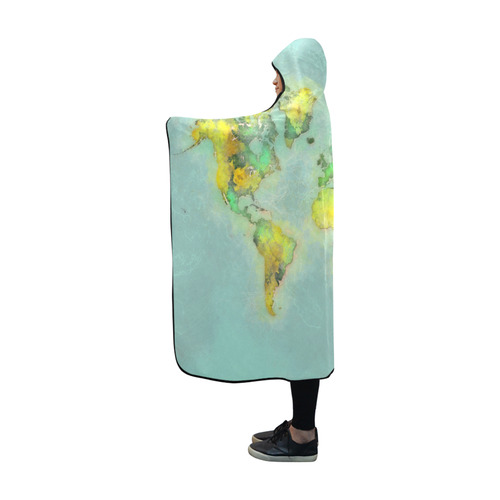 world map green #map #worldmap Hooded Blanket 60''x50''